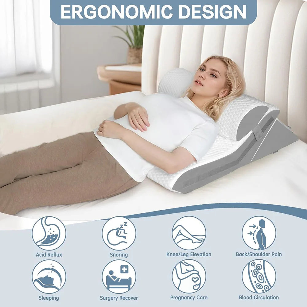Coussin Triangulaire Orthopédique 3 Pièces - Oreiller Réglable Anti-Ronflement Reflux et Récupération Post-Opératoire