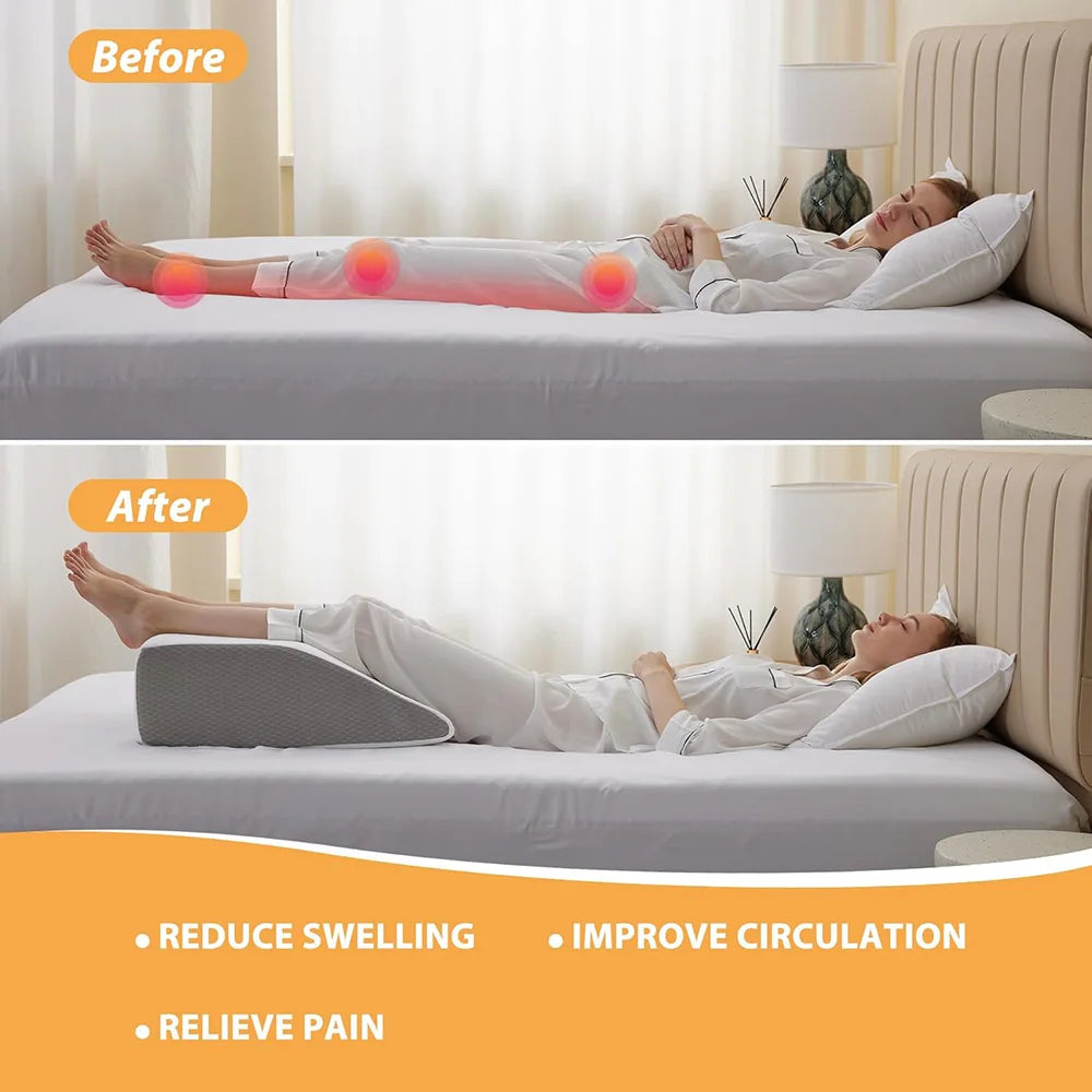 Coussin d'Élévation pour Jambes 20cm - Oreiller Orthopédique Mémoire de Forme pour Sommeil Latéral et Repos