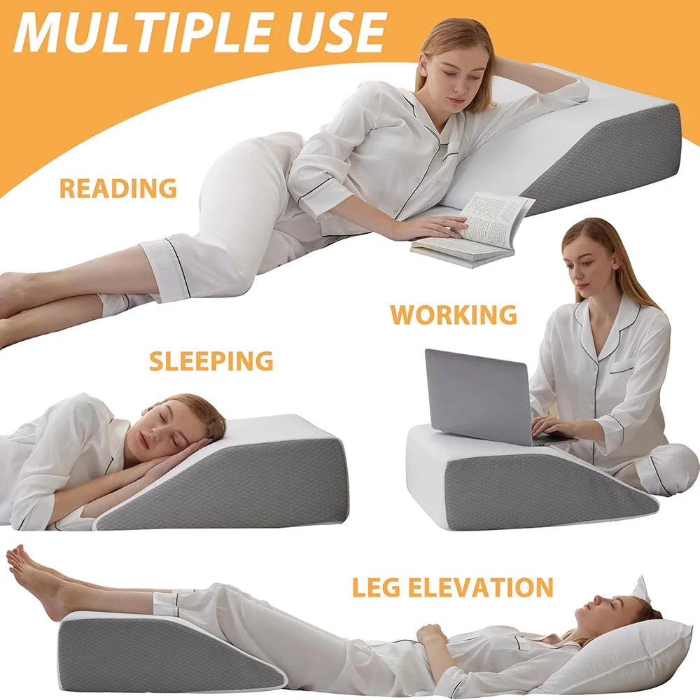 Coussin d'Élévation pour Jambes 20cm - Oreiller Orthopédique Mémoire de Forme pour Sommeil Latéral et Repos