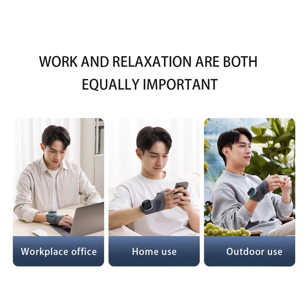 Masseur de Poignet Électrique Chauffant - Compression EMS 3 Niveaux avec Vibrations