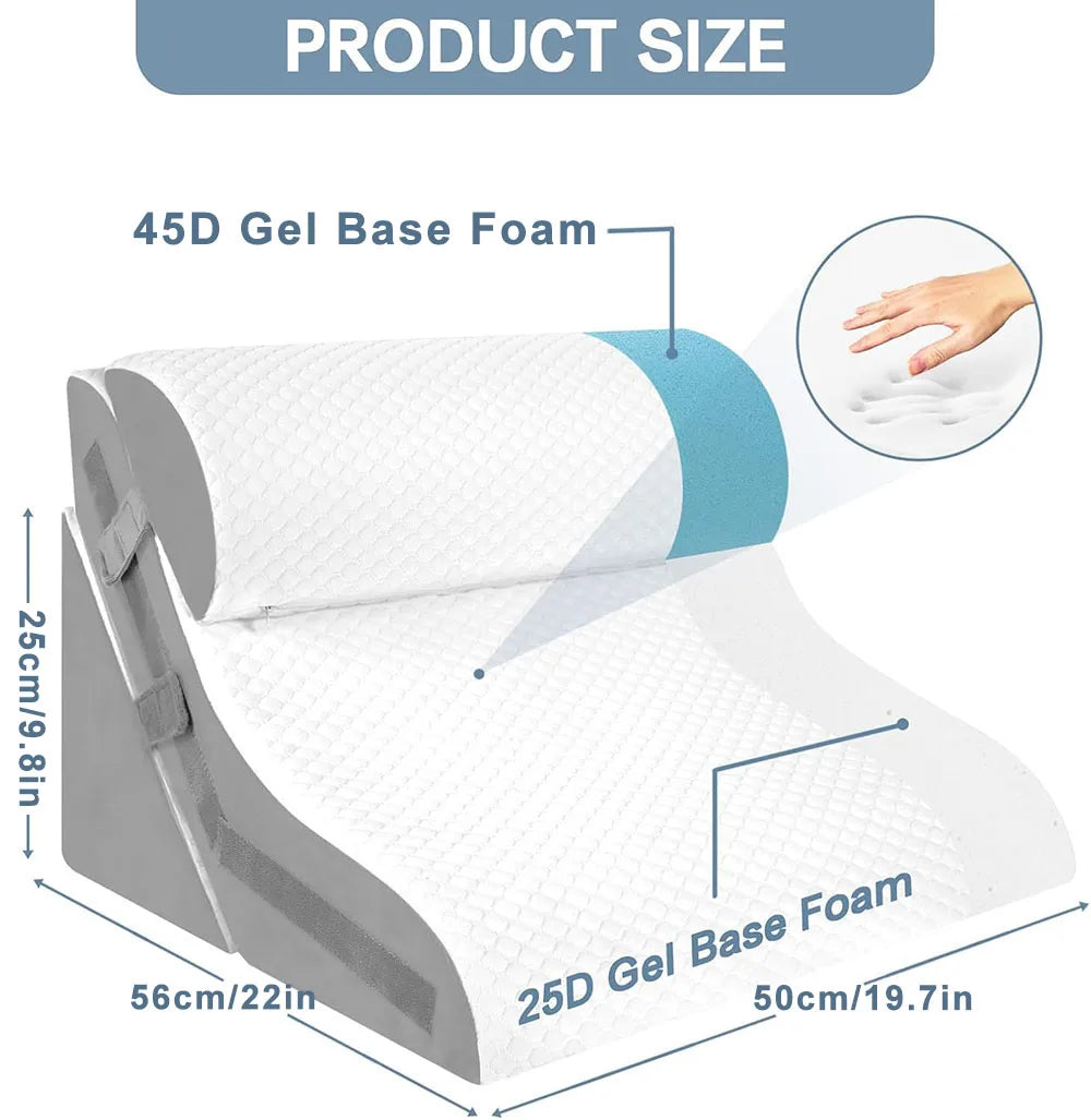 Coussin Triangulaire Orthopédique 3 Pièces - Oreiller Réglable Anti-Ronflement Reflux et Récupération Post-Opératoire